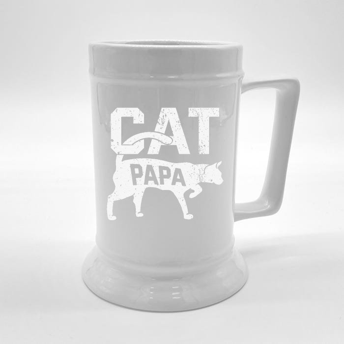 Cat Papa Kitten Pet Owner Meow Fathers Day Front & Back Beer Stein