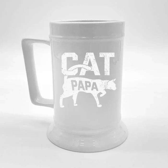 Cat Papa Kitten Pet Owner Meow Fathers Day Front & Back Beer Stein