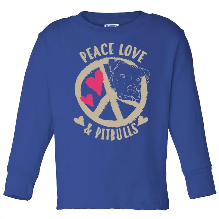 Cute Peace Love And Pitbulls And Gift Toddler Long Sleeve Shirt