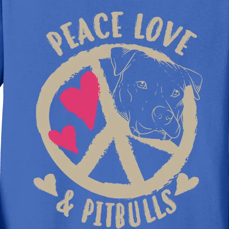 Cute Peace Love And Pitbulls And Gift Kids Long Sleeve Shirt