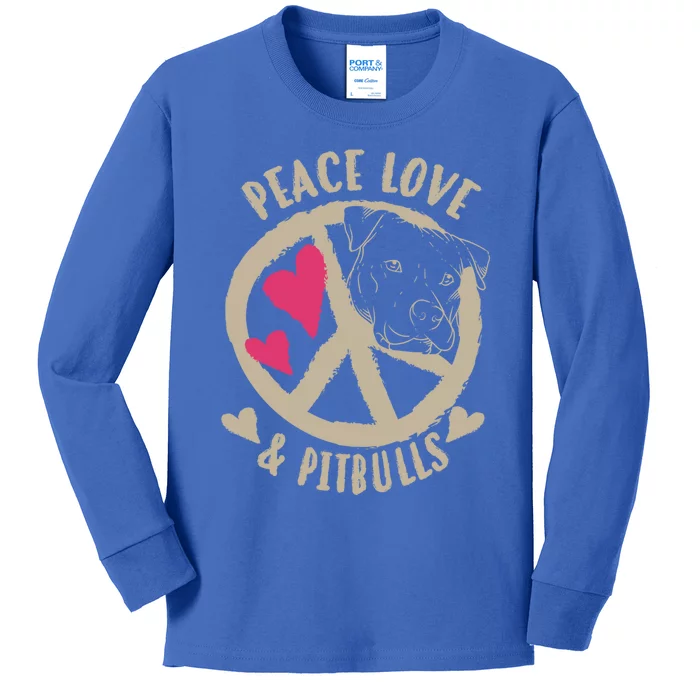 Cute Peace Love And Pitbulls And Gift Kids Long Sleeve Shirt