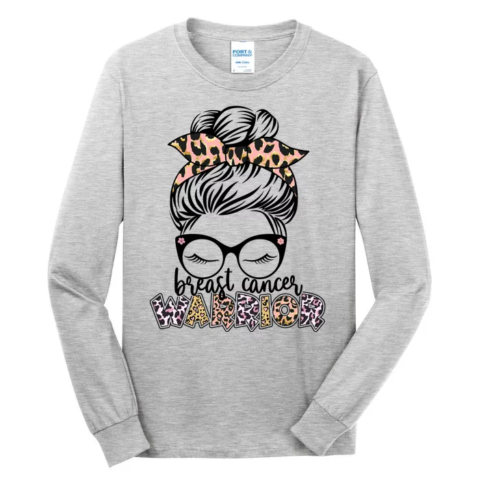 Cute Pink Leopard Print Breast Cancer Warrior Tall Long Sleeve T-Shirt