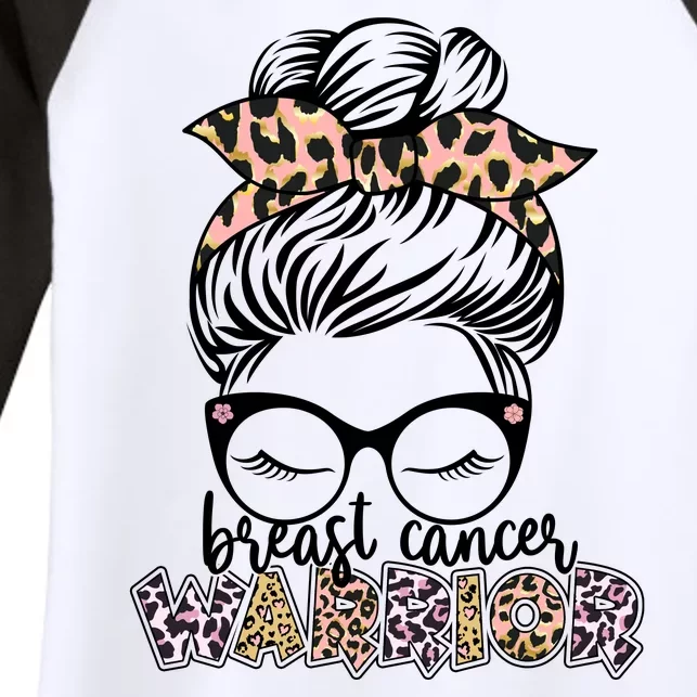 Cute Pink Leopard Print Breast Cancer Warrior Women's Tri-Blend 3/4-Sleeve Raglan Shirt