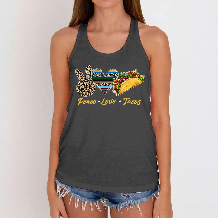 Cute Peace Love Tacos Cute Taco Tuesday Mexican Food Lovers Women's Knotted Racerback Tank