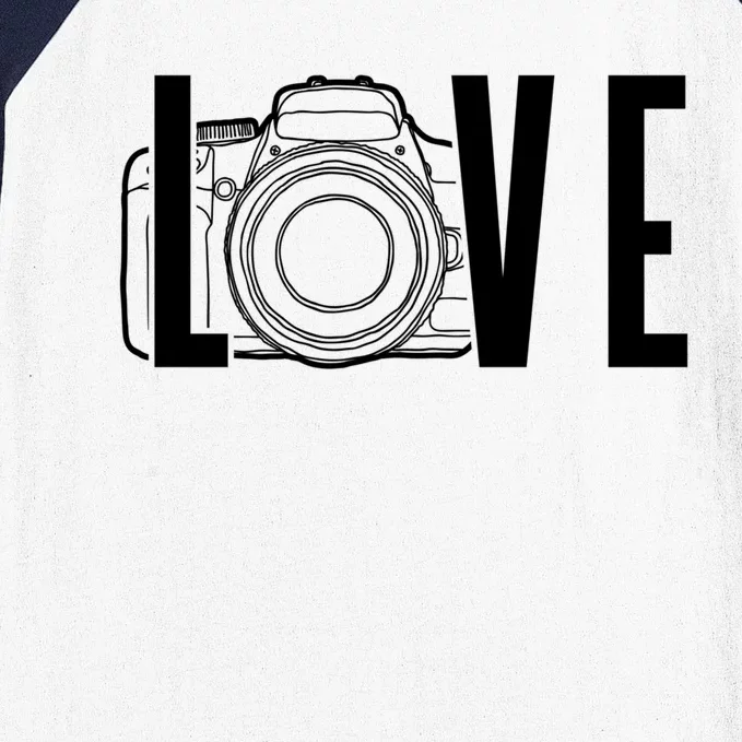 Cute Photography Love Text Camera For Photographer Gift Baseball Sleeve Shirt