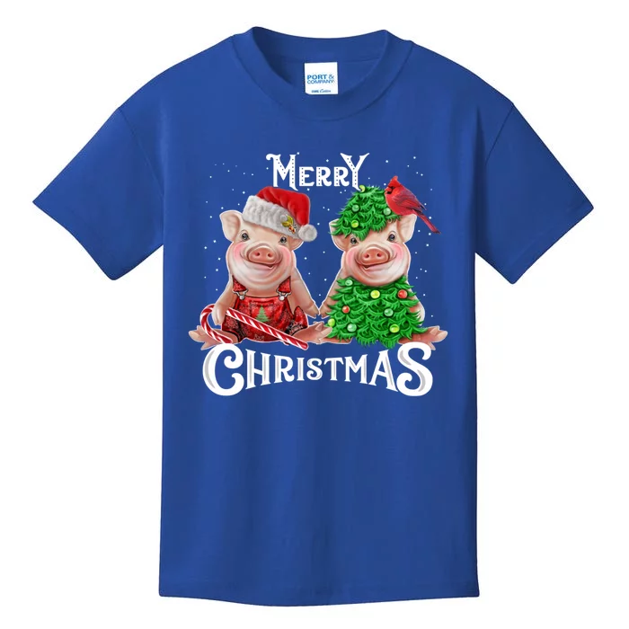 Christmas Pig Lights Santa Hat Pig Lover Gift Kids T-Shirt