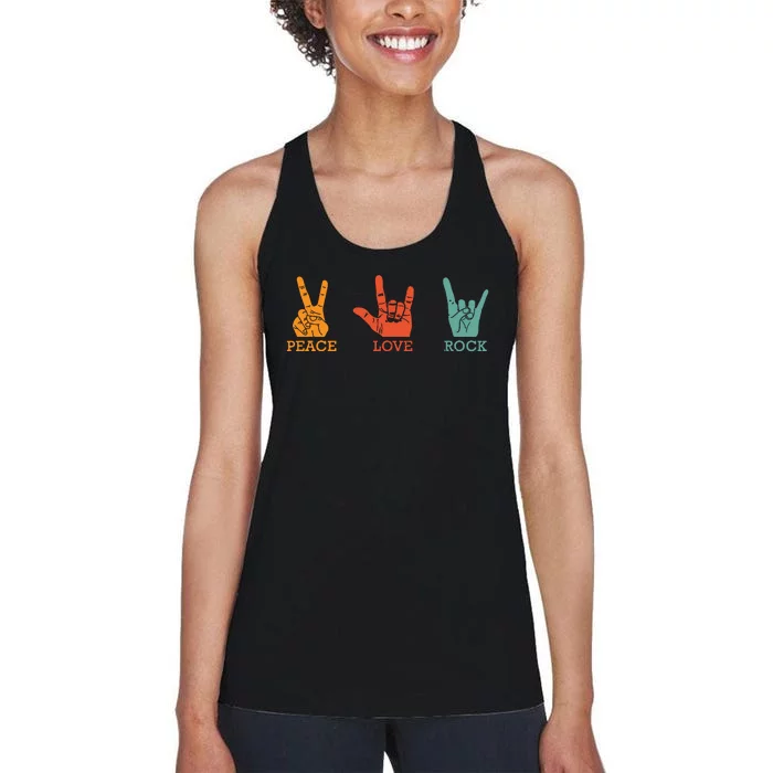 Classic Peace Love Rock Vintage Concert Band Rock Music Women's Racerback Tank