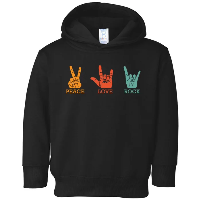 Classic Peace Love Rock Vintage Concert Band Rock Music Toddler Hoodie