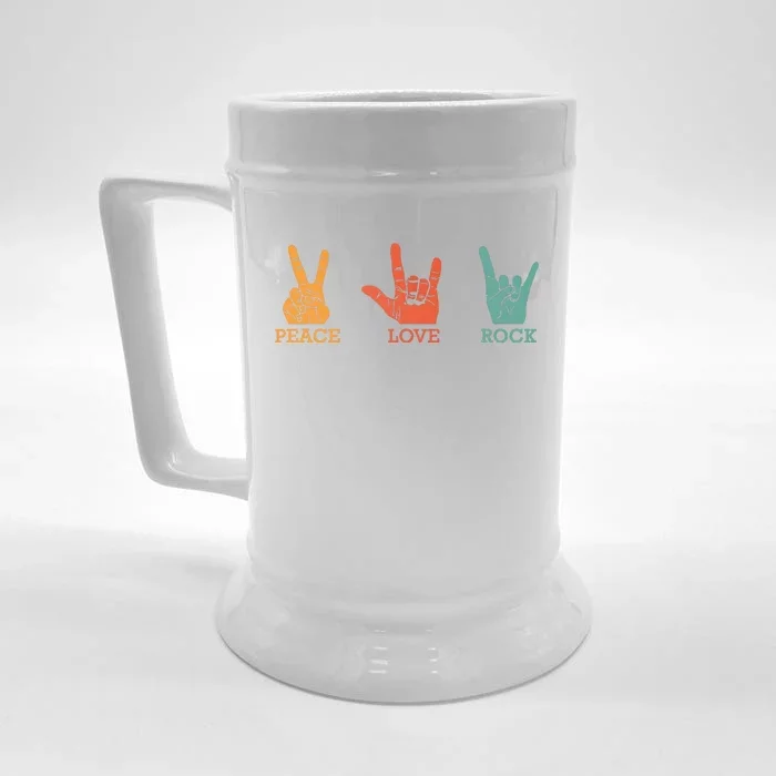 Classic Peace Love Rock Vintage Concert Band Rock Music Front & Back Beer Stein