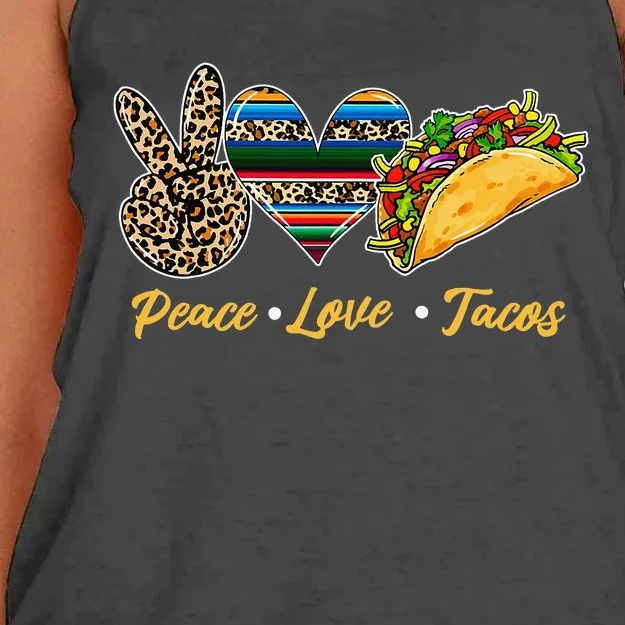 Cute Peace Love Tacos Cute Taco Tuesday Mexican Food Lovers Women's Knotted Racerback Tank