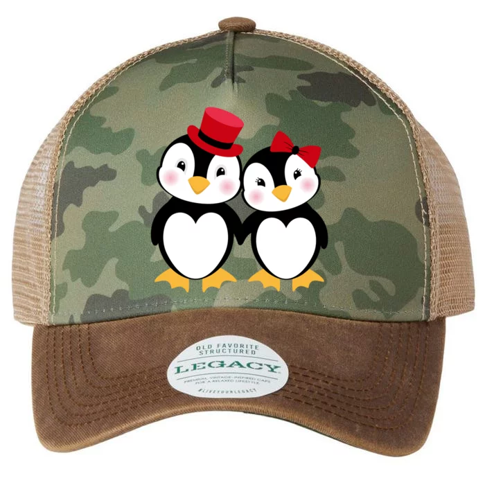 Cute Penguin Love Couples Valentines Legacy Tie Dye Trucker Hat