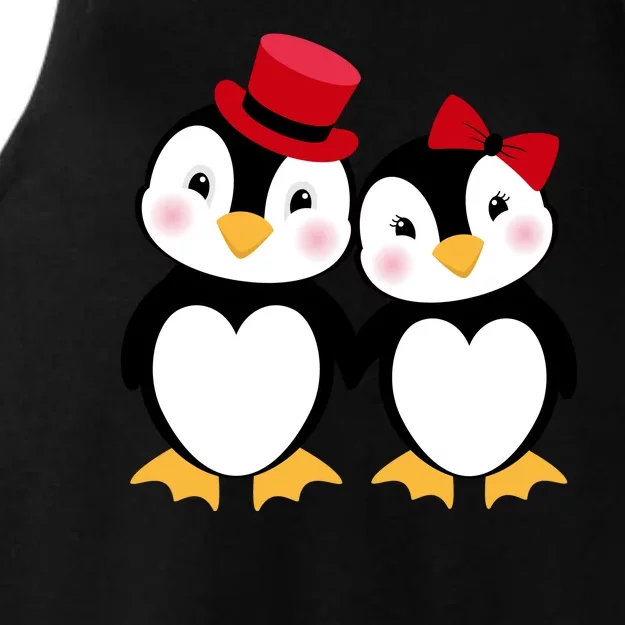 Cute Penguin Love Couples Valentines Ladies Tri-Blend Wicking Tank