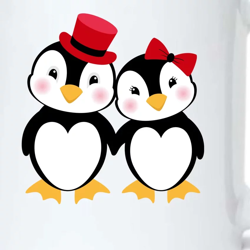 Cute Penguin Love Couples Valentines Black Color Changing Mug