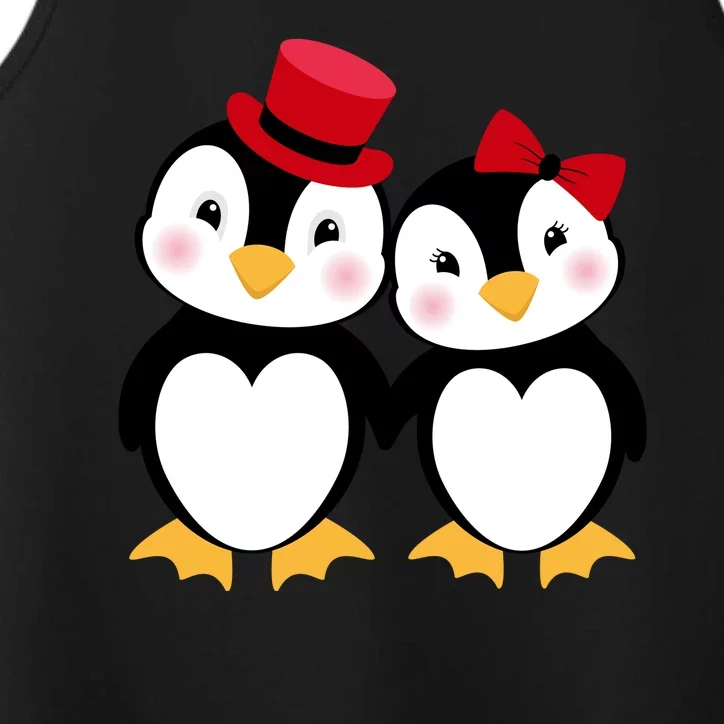 Cute Penguin Love Couples Valentines Performance Tank