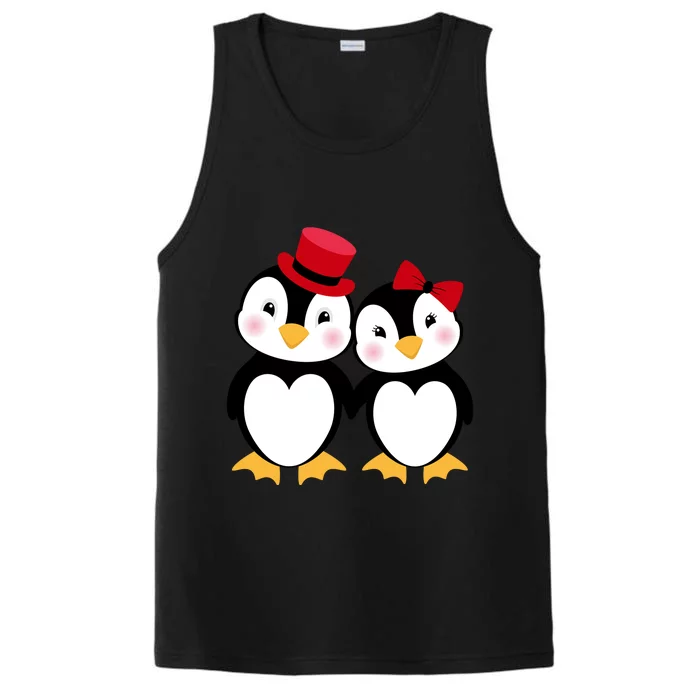 Cute Penguin Love Couples Valentines Performance Tank