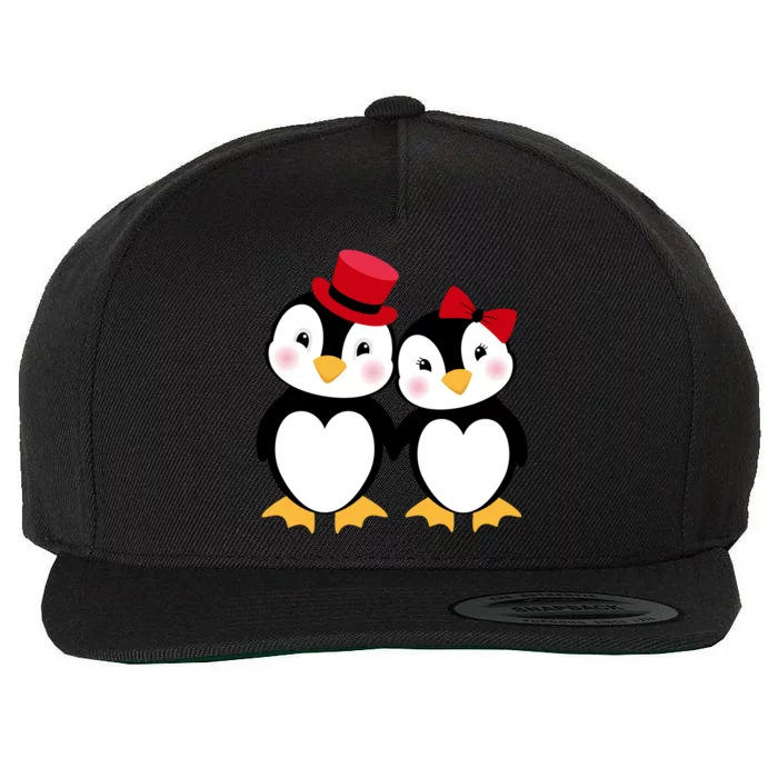 Cute Penguin Love Couples Valentines Wool Snapback Cap