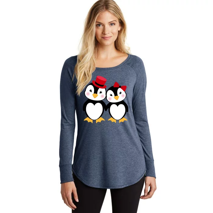 Cute Penguin Love Couples Valentines Women's Perfect Tri Tunic Long Sleeve Shirt