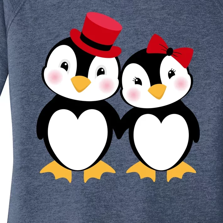 Cute Penguin Love Couples Valentines Women's Perfect Tri Tunic Long Sleeve Shirt