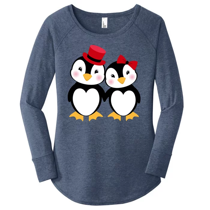 Cute Penguin Love Couples Valentines Women's Perfect Tri Tunic Long Sleeve Shirt