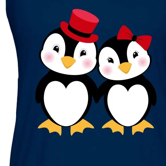 Cute Penguin Love Couples Valentines Ladies Essential Flowy Tank