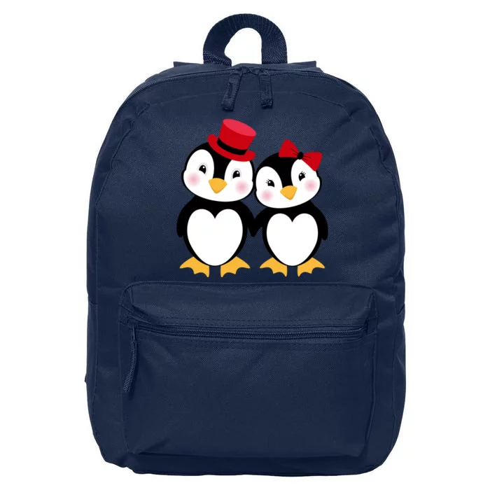 Cute Penguin Love Couples Valentines 16 in Basic Backpack