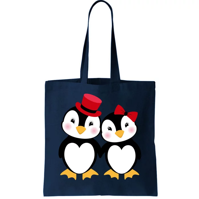 Cute Penguin Love Couples Valentines Tote Bag