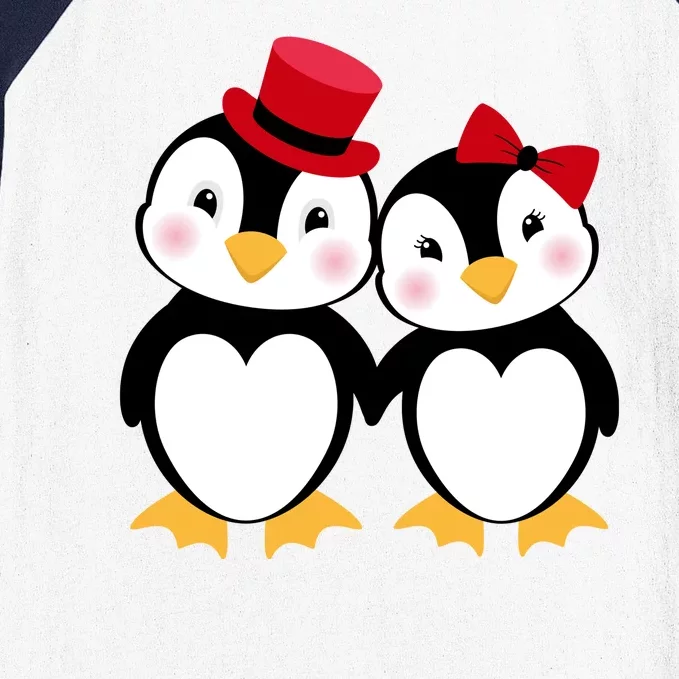 Cute Penguin Love Couples Valentines Baseball Sleeve Shirt