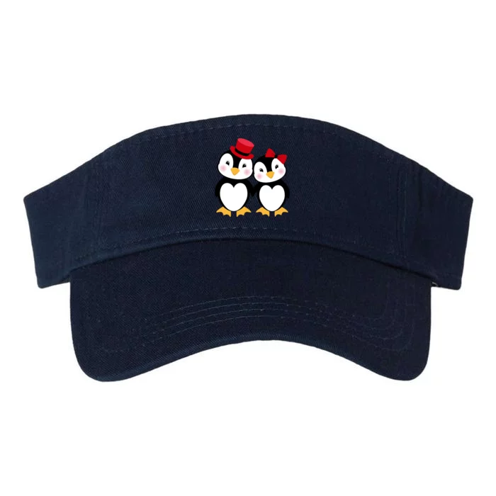 Cute Penguin Love Couples Valentines Valucap Bio-Washed Visor