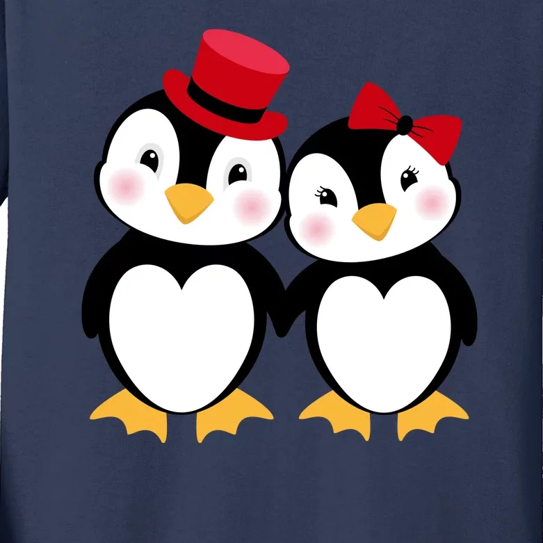 Cute Penguin Love Couples Valentines Kids Long Sleeve Shirt