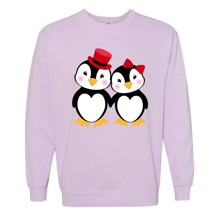 Cute Penguin Love Couples Valentines Garment-Dyed Sweatshirt