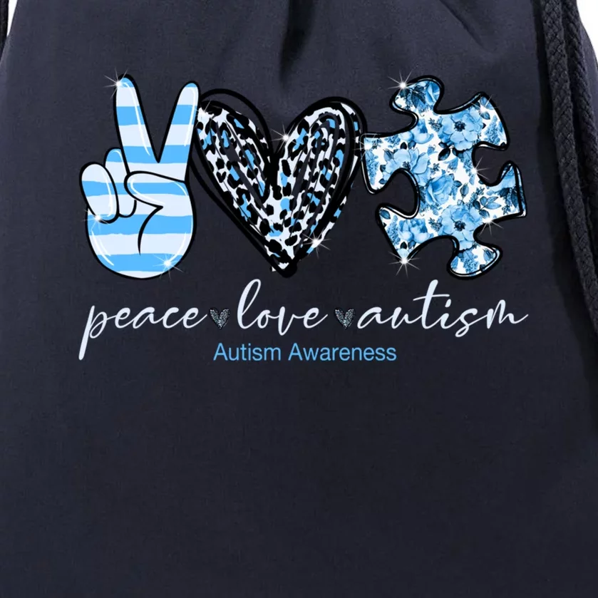 Cute Peace Love Autism Awareness Asd Teacher Great Gift Drawstring Bag