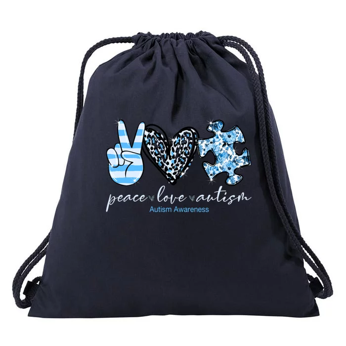 Cute Peace Love Autism Awareness Asd Teacher Great Gift Drawstring Bag