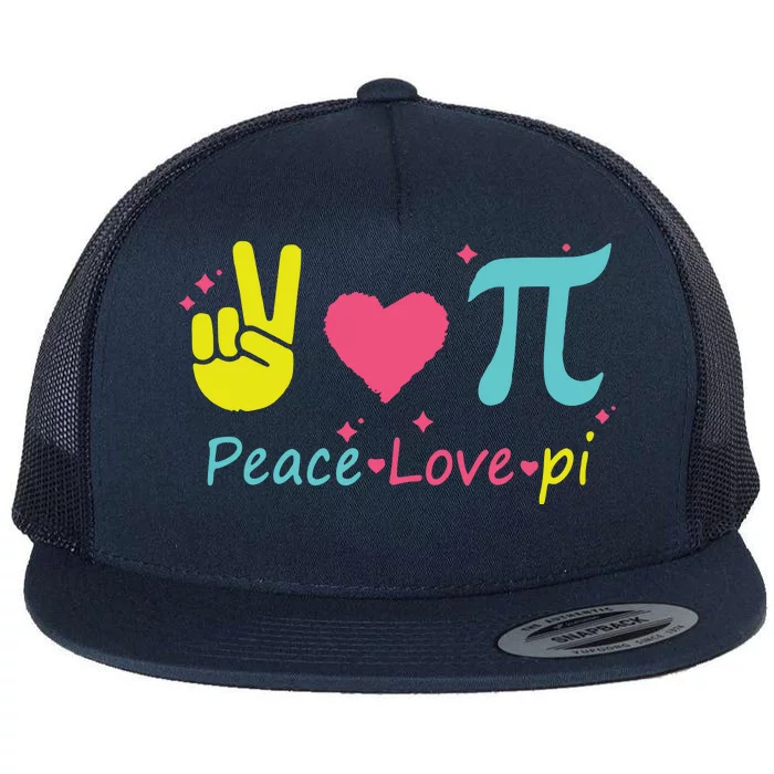 Cool Peace Love Pi Flat Bill Trucker Hat