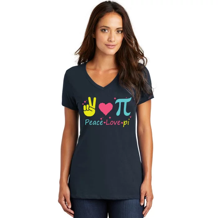 Cool Peace Love Pi Women's V-Neck T-Shirt