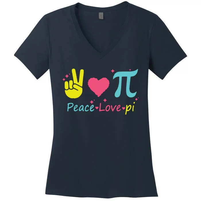 Cool Peace Love Pi Women's V-Neck T-Shirt