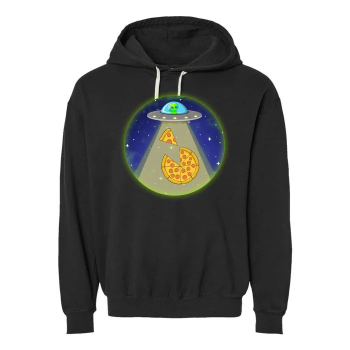 Cool Pizza Loving UFO Alien Garment-Dyed Fleece Hoodie