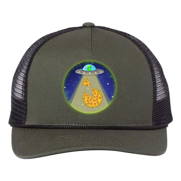 Cool Pizza Loving UFO Alien Retro Rope Trucker Hat Cap