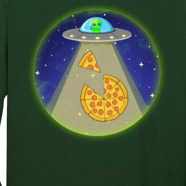 Cool Pizza Loving UFO Alien Long Sleeve Shirt