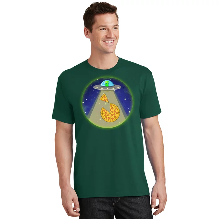 Cool Pizza Loving UFO Alien T-Shirt