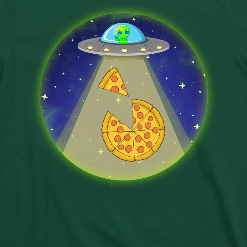 Cool Pizza Loving UFO Alien T-Shirt