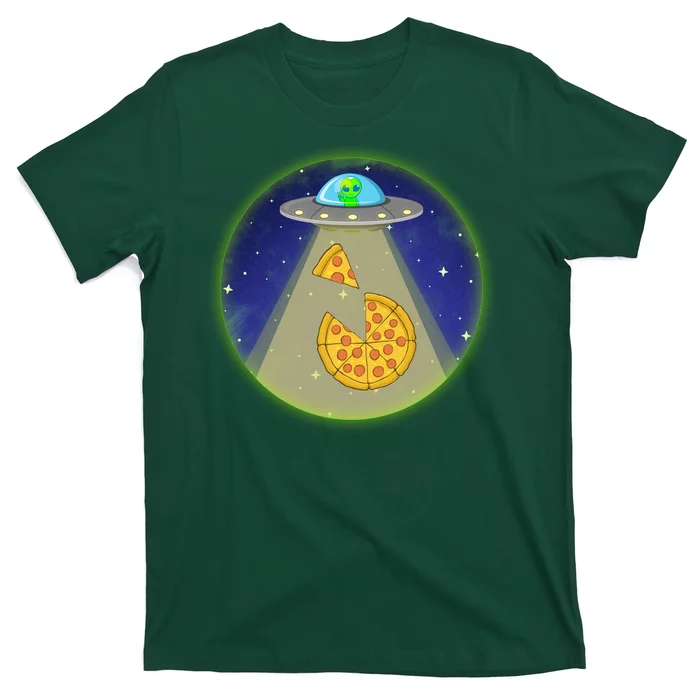 Cool Pizza Loving UFO Alien T-Shirt