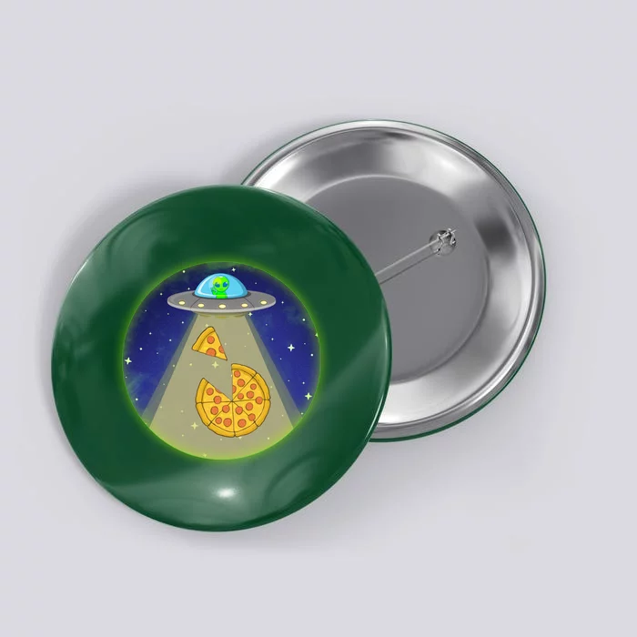 Cool Pizza Loving UFO Alien Button