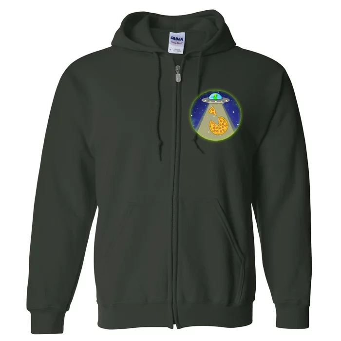 Cool Pizza Loving UFO Alien Full Zip Hoodie