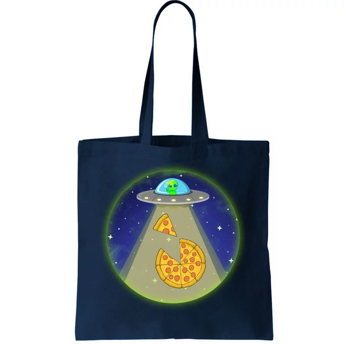 Cool Pizza Loving UFO Alien Tote Bag