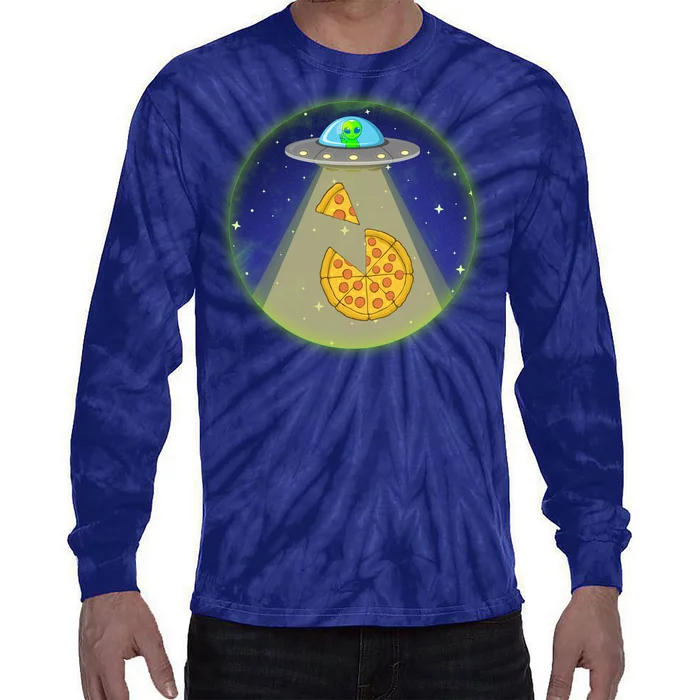 Cool Pizza Loving UFO Alien Tie-Dye Long Sleeve Shirt