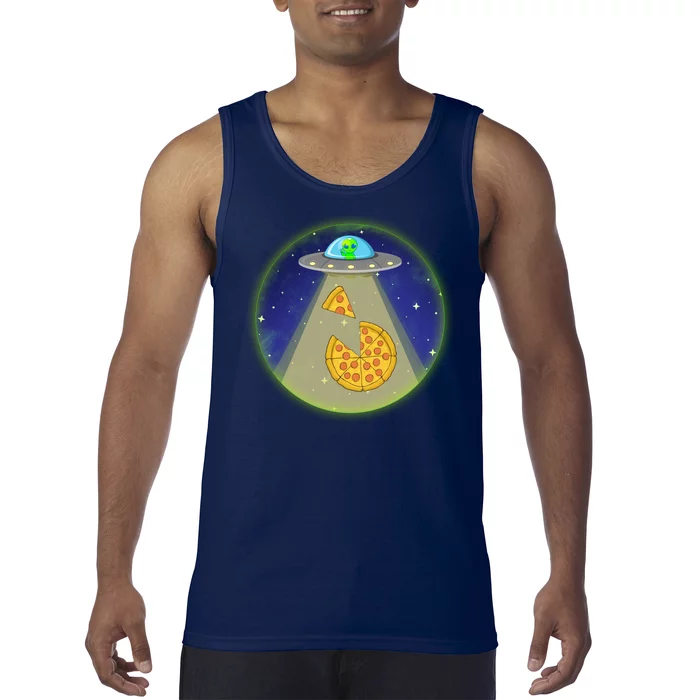 Cool Pizza Loving UFO Alien Tank Top