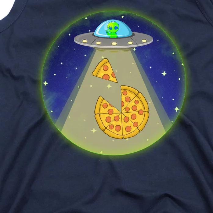 Cool Pizza Loving UFO Alien Tank Top