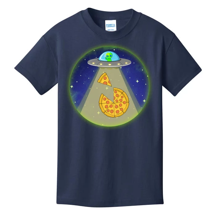 Cool Pizza Loving UFO Alien Kids T-Shirt