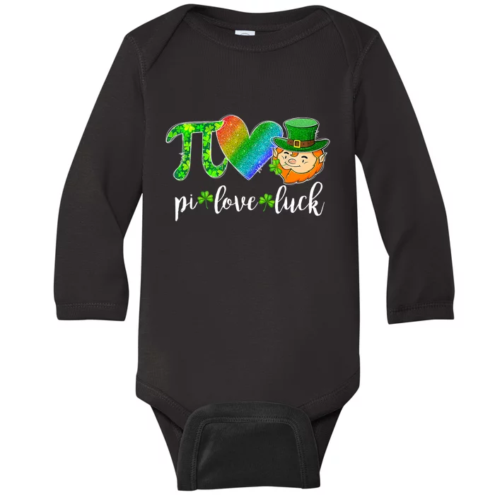 Cute Pi Love Luck Math Teacher Leprechaun St Patricks Day Baby Long Sleeve Bodysuit