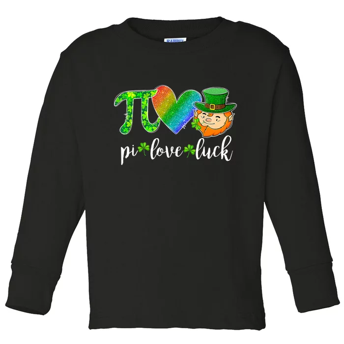 Cute Pi Love Luck Math Teacher Leprechaun St Patricks Day Toddler Long Sleeve Shirt